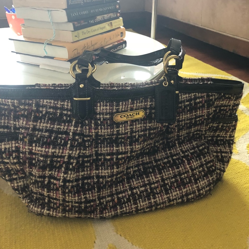 Pink tweed coach purse